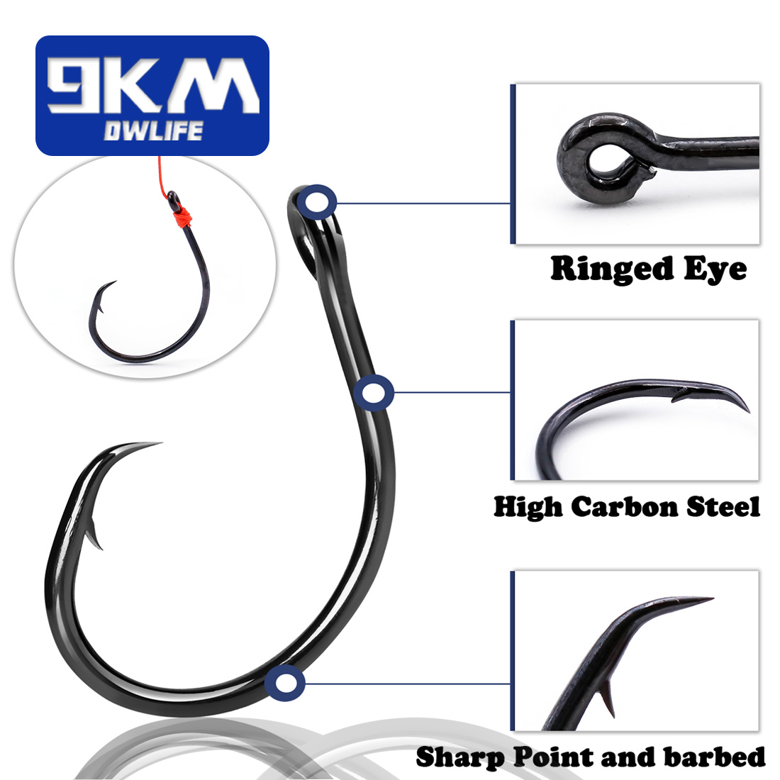 9KM 25-50Pcs Inline Wide Gap C – обзор и цена Fishing Hook Circle