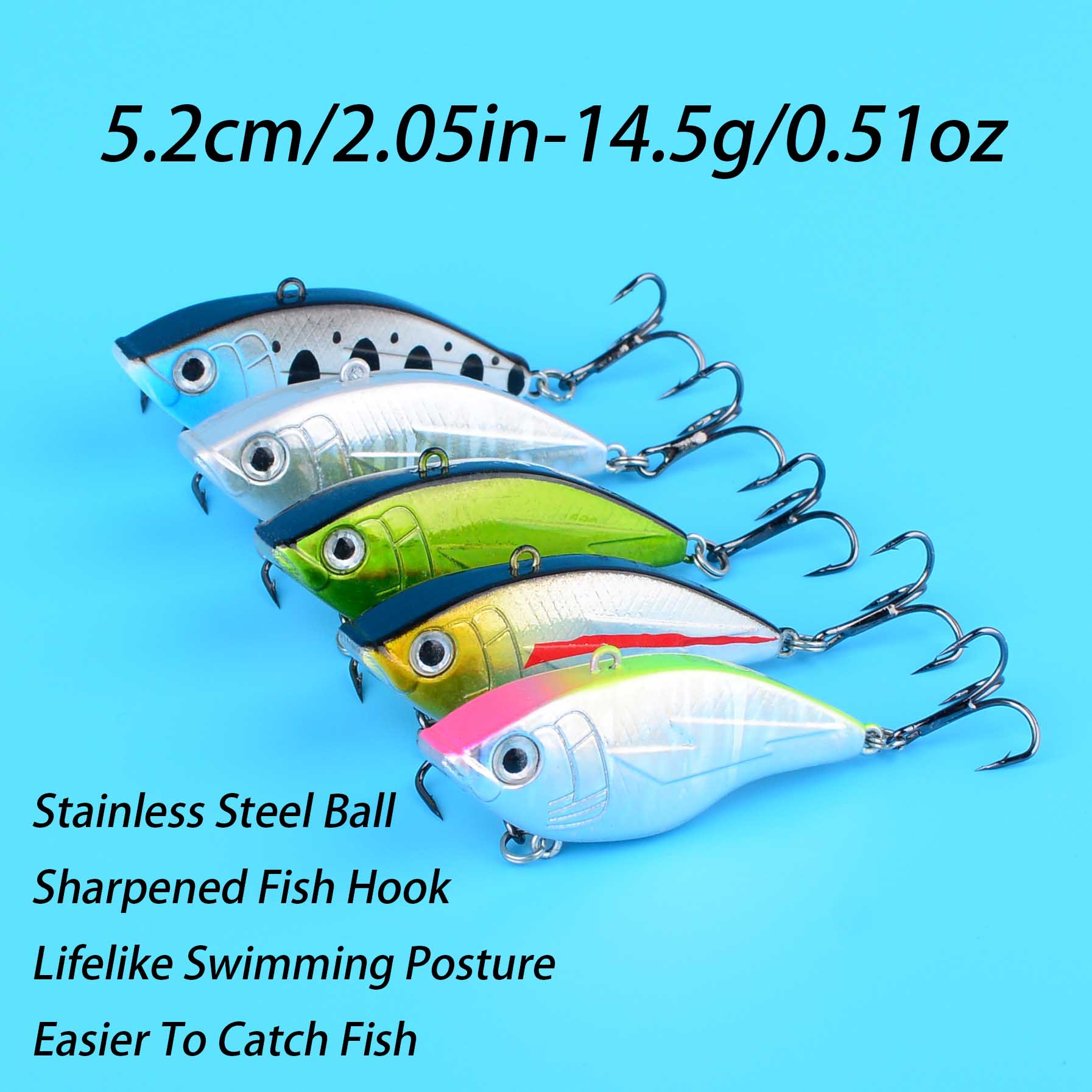 1PC Hard VIB Fishing Lure 5.2c – обзор и цена Fishing Hook Treble