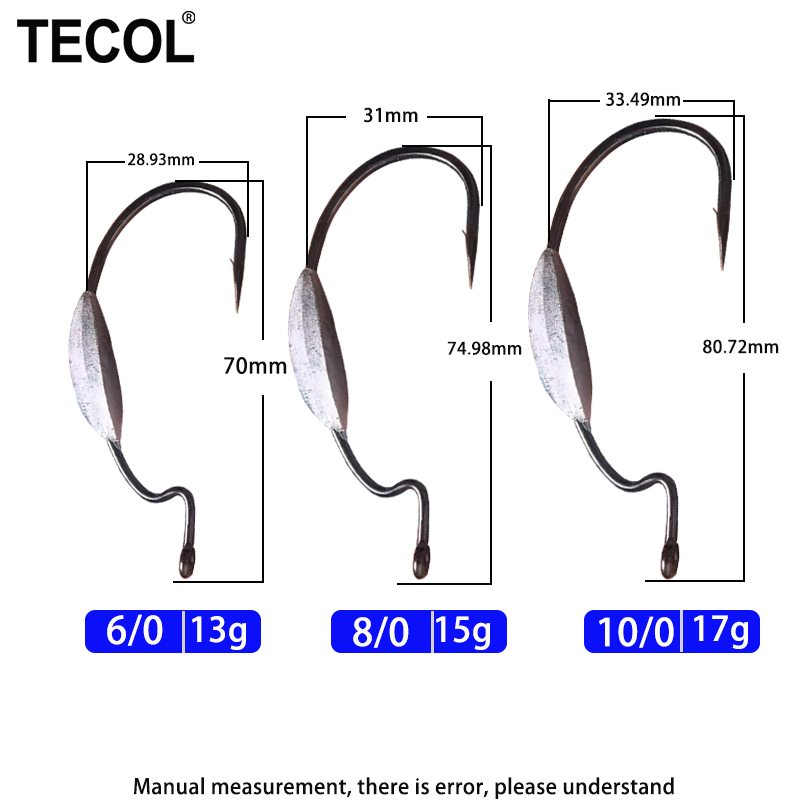 TECOL 3PCS 6/0 8/0 10/0 Weight – обзор и цена Fishing Hook Offset