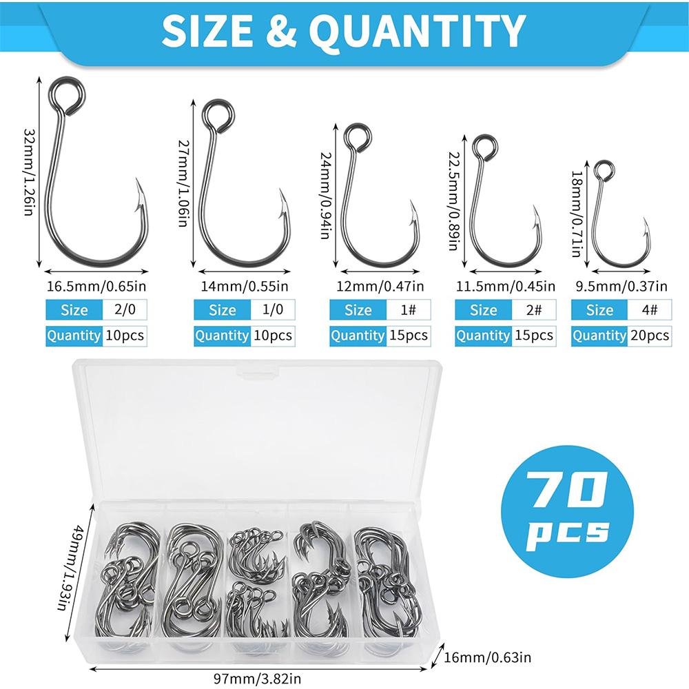 70Pcs Fishing Inline Single Ho – обзор и цена Fishing Hook Circle