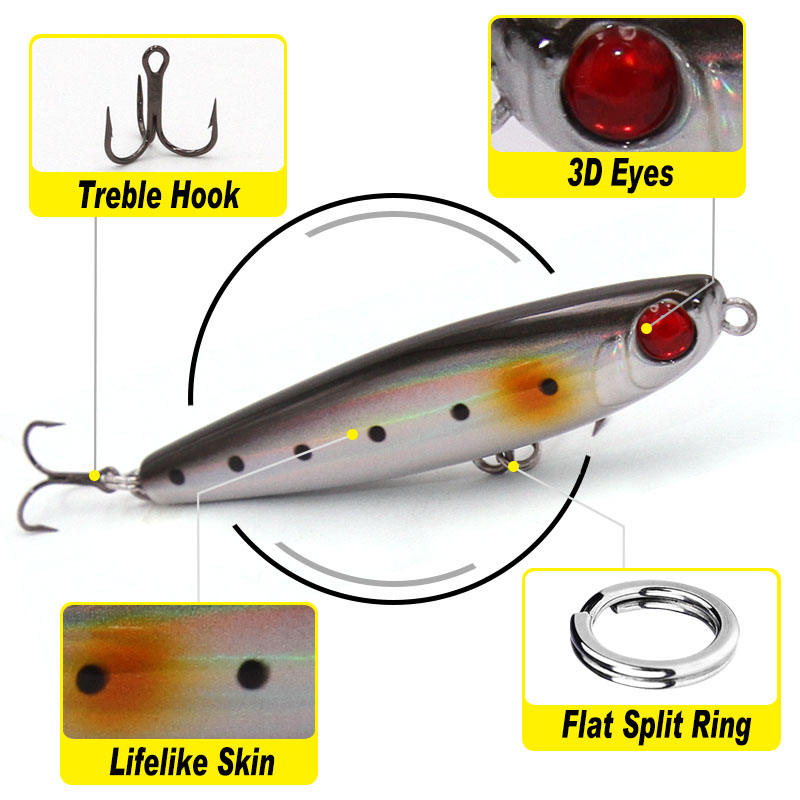 TacklePRO PE05 Pencil lure sti – обзор и цена Fishing Hook Treble