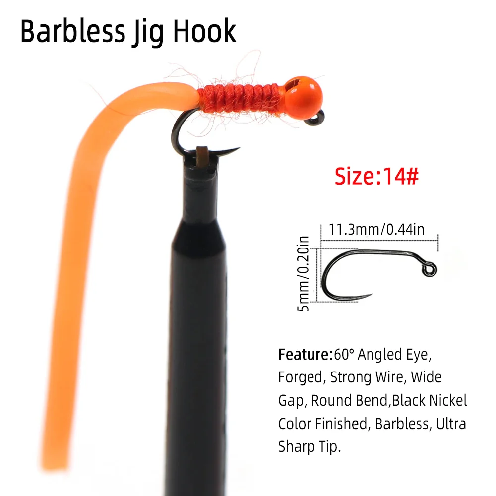 4pcs #14 Tungsten Bead Head Sq – обзор и цена Fishing Hook Barbless