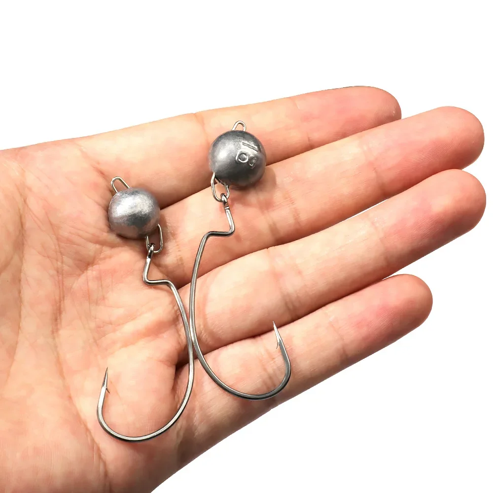 5pcs Metal Jig Head Worm Hooks – обзор и цена Fishing Hook Weedless