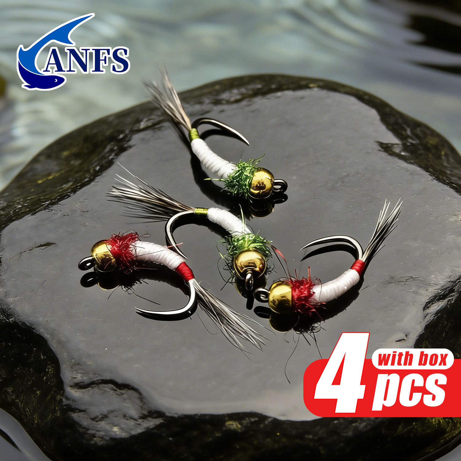 ANFS 4pcs Midge Nymph Flies As – обзор и цена Fishing Hook Assortment
